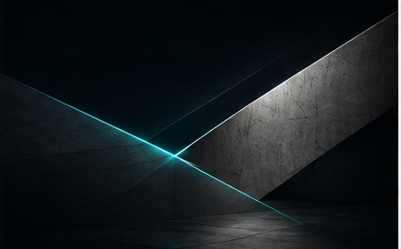 Abstract architectural crossing with teal light